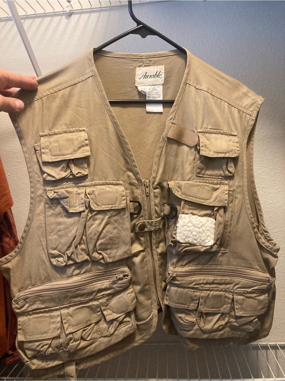 Vintage Ausable Utility Fishing Vest with Multiple Pockets - Tan